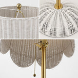 Elyzo 63.5" Coastal Bohemian Scallop Shade Rattan/Metal LED Floor Lamp with Pull Chain