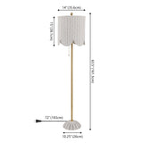 Elyzo 63.5" Coastal Bohemian Scallop Shade Rattan/Metal LED Floor Lamp with Pull Chain
