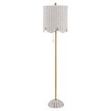 Elyzo 63.5" Coastal Bohemian Scallop Shade Rattan/Metal LED Floor Lamp with Pull Chain