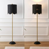 Elyzo 63.5" Coastal Bohemian Scallop Shade Rattan/Metal LED Floor Lamp with Pull Chain