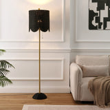 Elyzo 63.5" Coastal Bohemian Scallop Shade Rattan/Metal LED Floor Lamp with Pull Chain