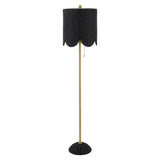 Elyzo 63.5" Coastal Bohemian Scallop Shade Rattan/Metal LED Floor Lamp with Pull Chain