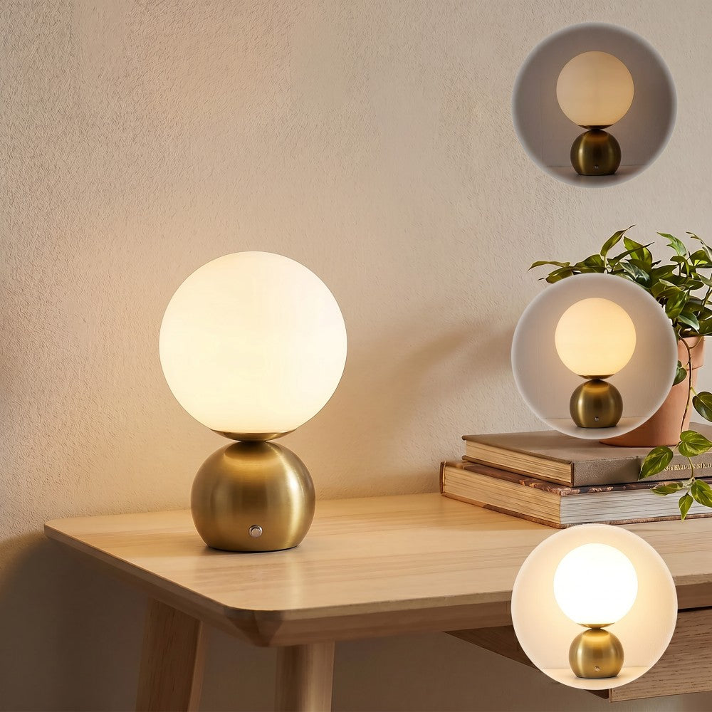 Silverpine 9.5 in. Modern Minimalist Metal Rechargeable Integrated Dimmable LED Table Lamp with Touch Sensor