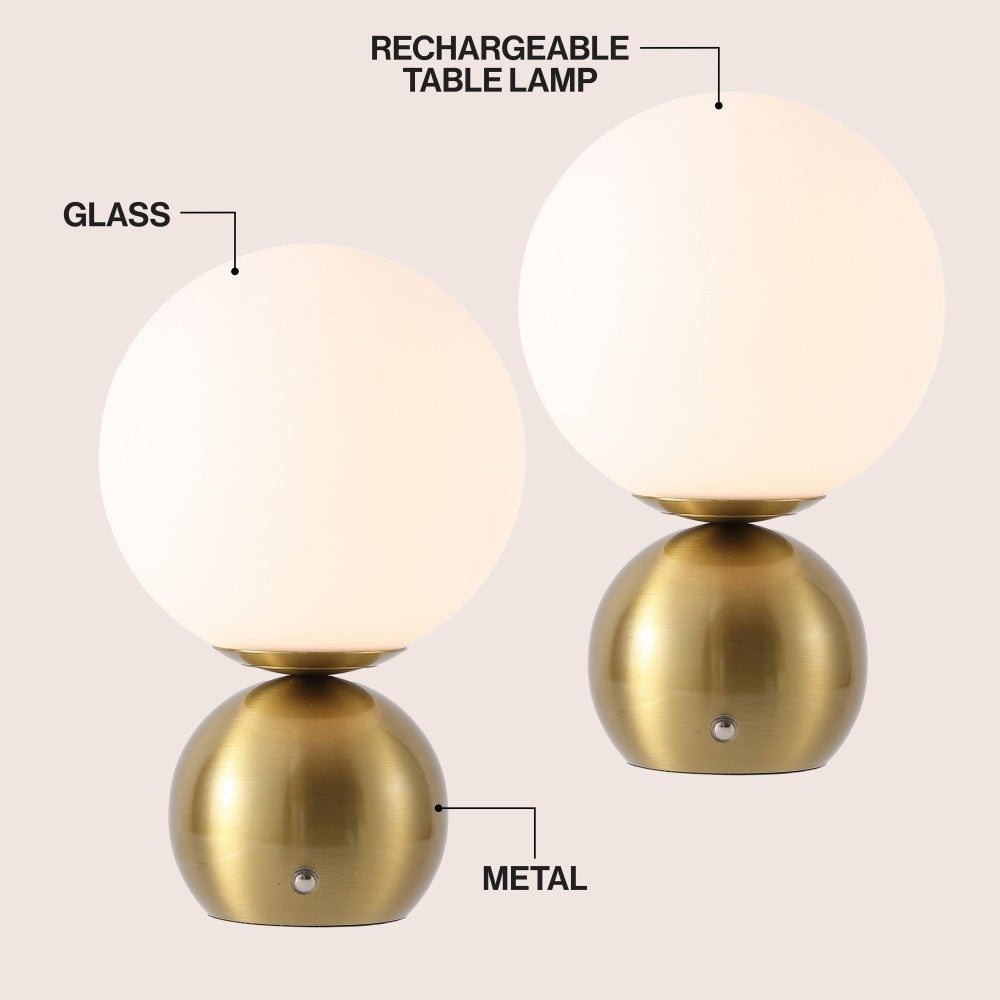 Silverpine 9.5 in. Modern Minimalist Metal Rechargeable Integrated Dimmable LED Table Lamp with Touch Sensor