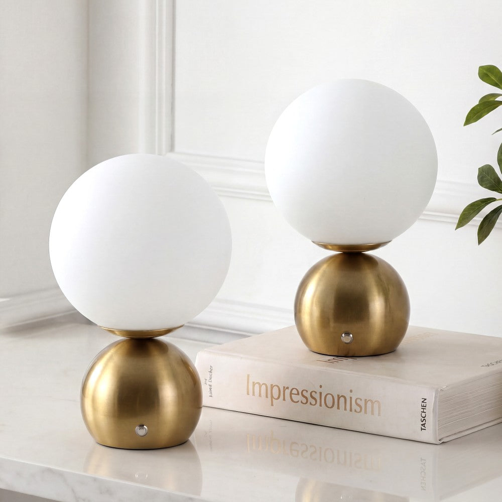 Silverpine 9.5 in. Modern Minimalist Metal Rechargeable Integrated Dimmable LED Table Lamp with Touch Sensor