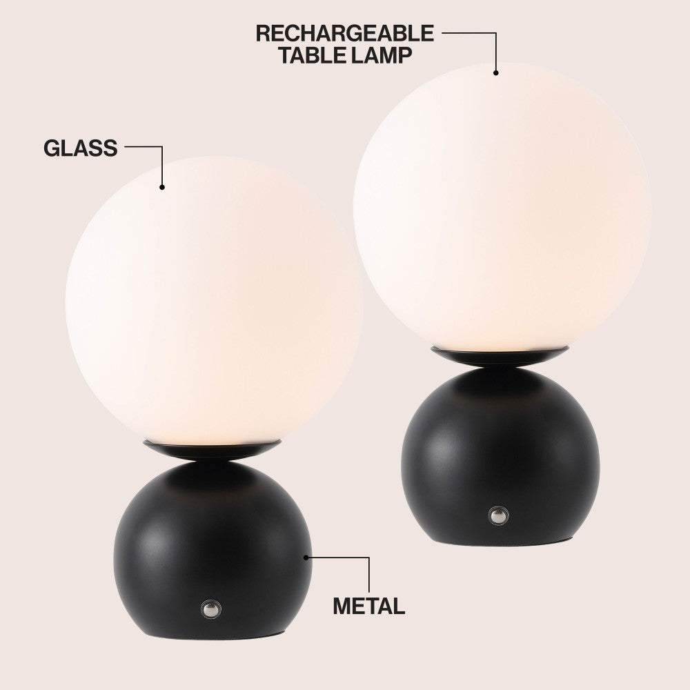 Silverpine 9.5 in. Modern Minimalist Metal Rechargeable Integrated Dimmable LED Table Lamp with Touch Sensor