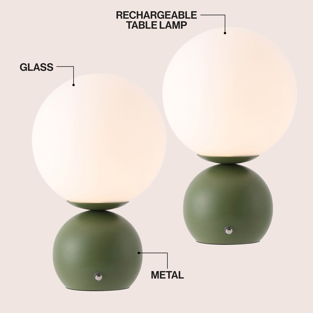 Silverpine 9.5 in. Modern Minimalist Metal Rechargeable Integrated Dimmable LED Table Lamp with Touch Sensor