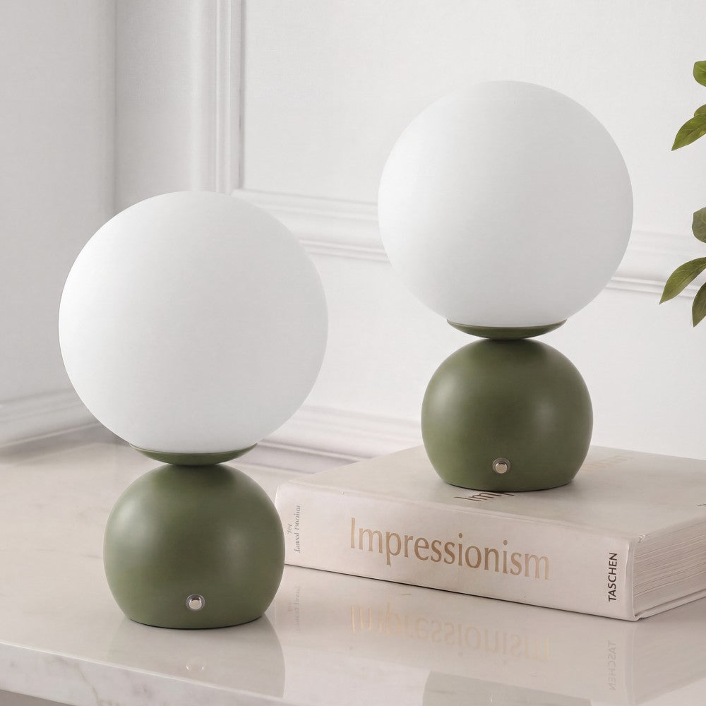 Silverpine 9.5 in. Modern Minimalist Metal Rechargeable Integrated Dimmable LED Table Lamp with Touch Sensor