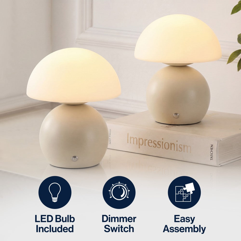 Arbor 7.3 in. Modern Minimalist Metal and Glass Rechargeable Integrated Touch Sensor Dimmable LED Table Lamp