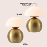 Arbor 7.3 in. Modern Minimalist Metal and Glass Rechargeable Integrated Touch Sensor Dimmable LED Table Lamp