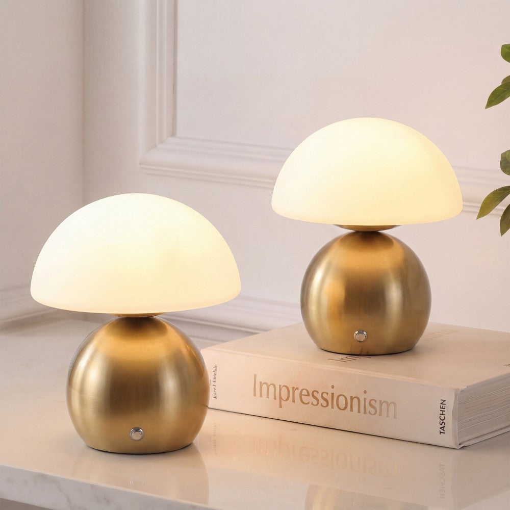 Arbor 7.3 in. Modern Minimalist Metal and Glass Rechargeable Integrated Touch Sensor Dimmable LED Table Lamp