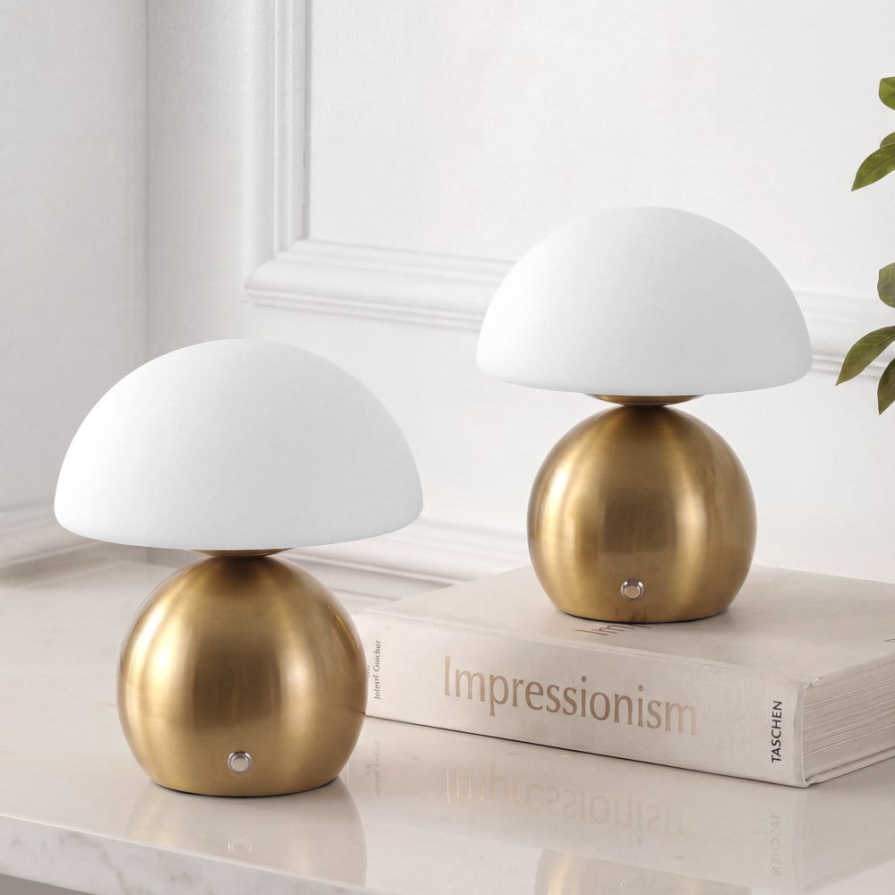 Arbor 7.3 in. Modern Minimalist Metal and Glass Rechargeable Integrated Touch Sensor Dimmable LED Table Lamp