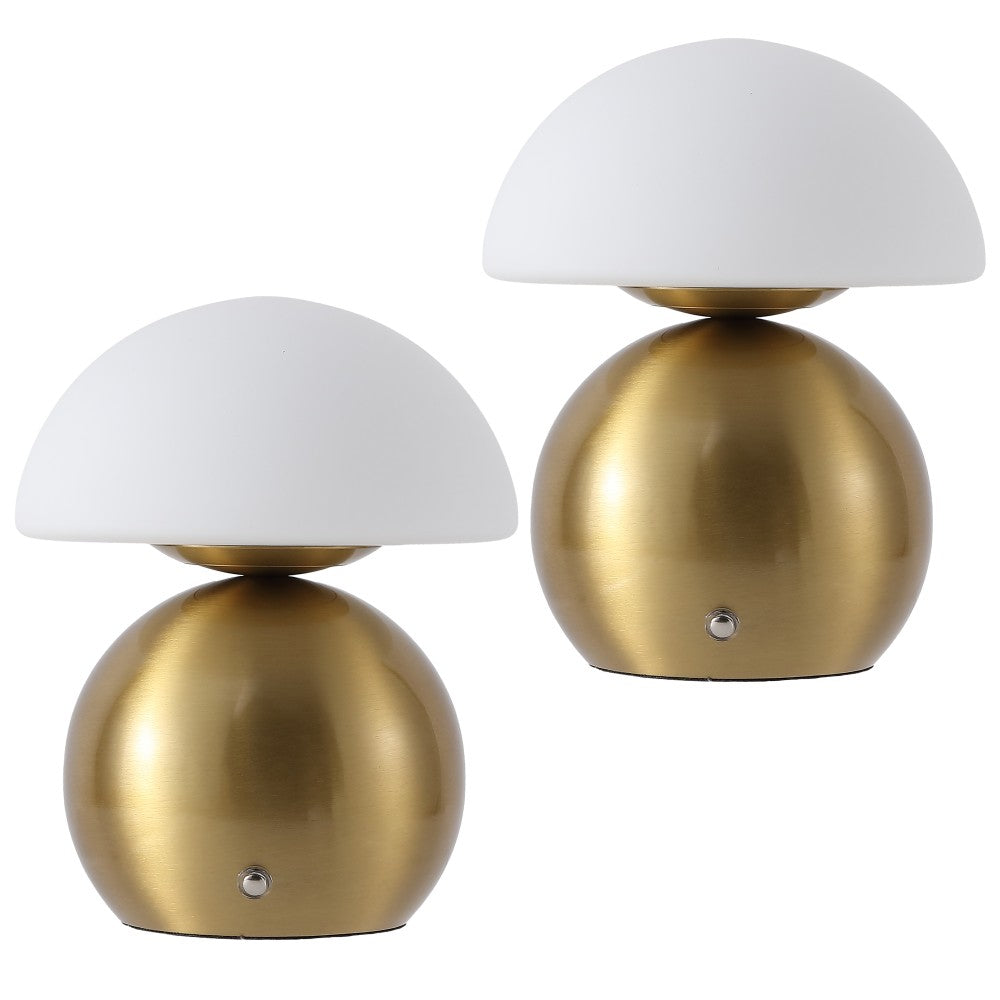 Arbor 7.3 in. Modern Minimalist Metal and Glass Rechargeable Integrated Touch Sensor Dimmable LED Table Lamp