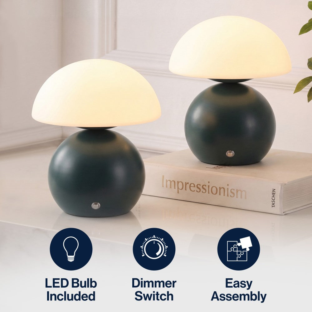 Arbor 7.3 in. Modern Minimalist Metal and Glass Rechargeable Integrated Touch Sensor Dimmable LED Table Lamp