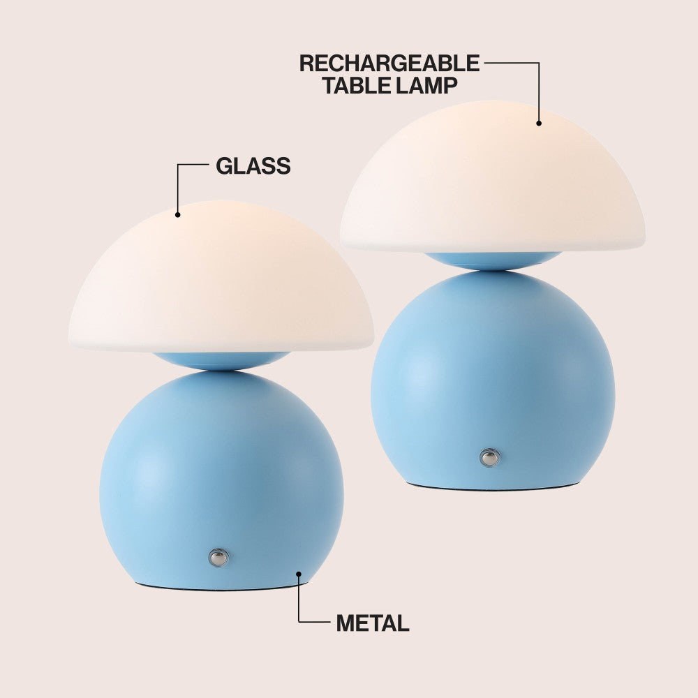 Arbor 7.3 in. Modern Minimalist Metal and Glass Rechargeable Integrated Touch Sensor Dimmable LED Table Lamp