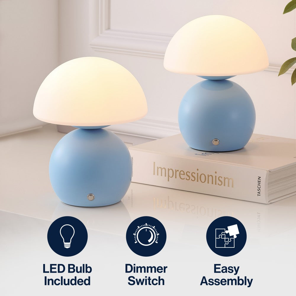 Arbor 7.3 in. Modern Minimalist Metal and Glass Rechargeable Integrated Touch Sensor Dimmable LED Table Lamp