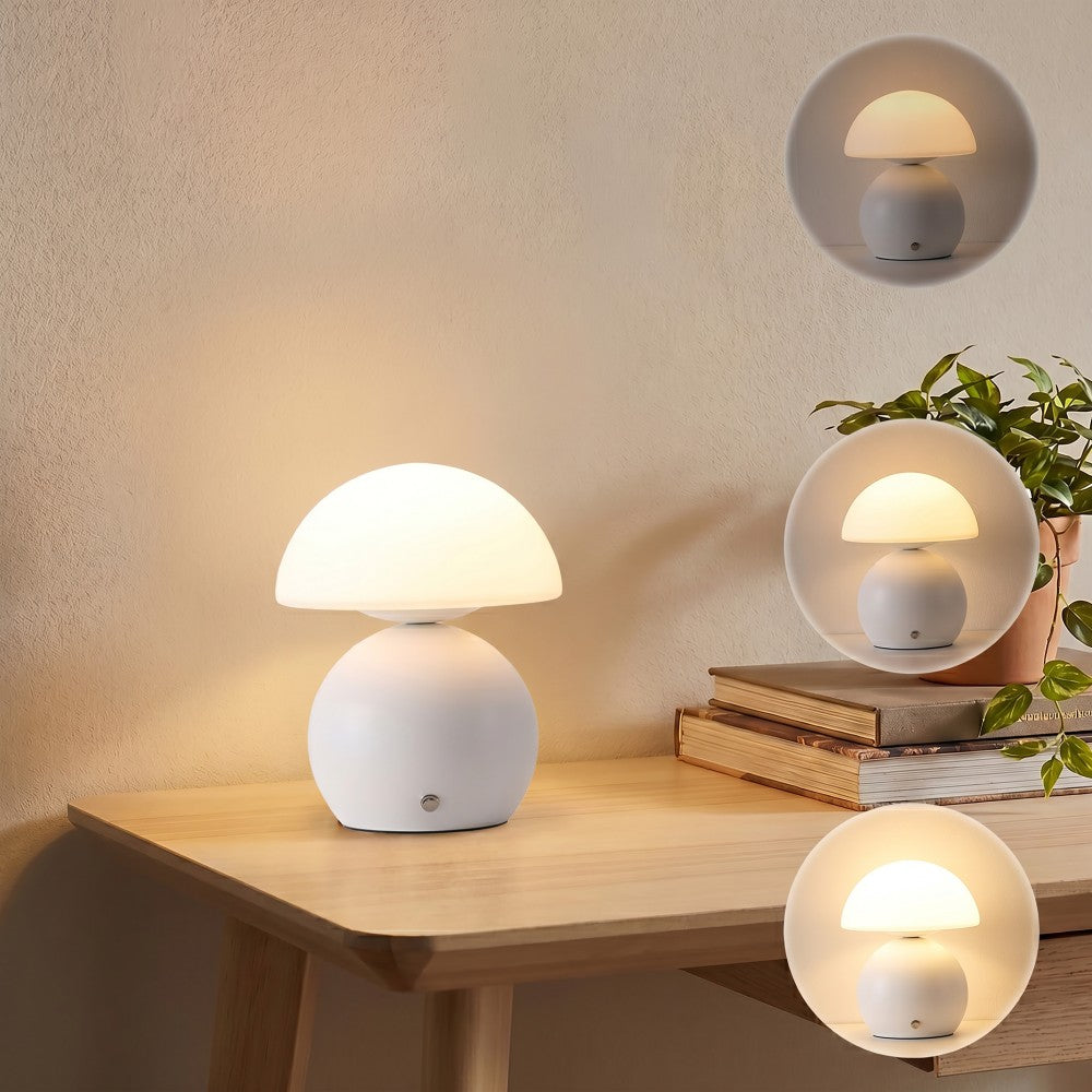 Arbor 7.3 in. Modern Minimalist Metal and Glass Rechargeable Integrated Touch Sensor Dimmable LED Table Lamp