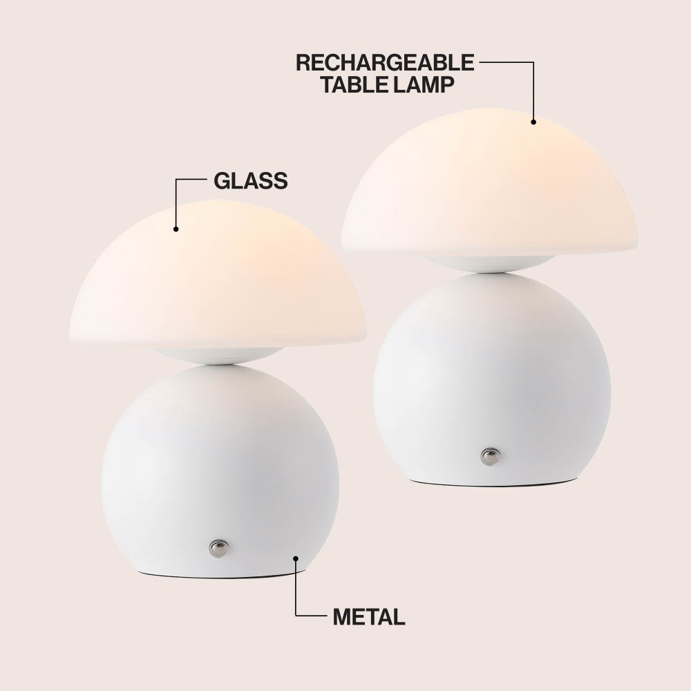 Arbor 7.3 in. Modern Minimalist Metal and Glass Rechargeable Integrated Touch Sensor Dimmable LED Table Lamp