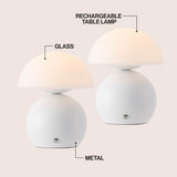 Arbor 7.3 in. Modern Minimalist Metal and Glass Rechargeable Integrated Touch Sensor Dimmable LED Table Lamp