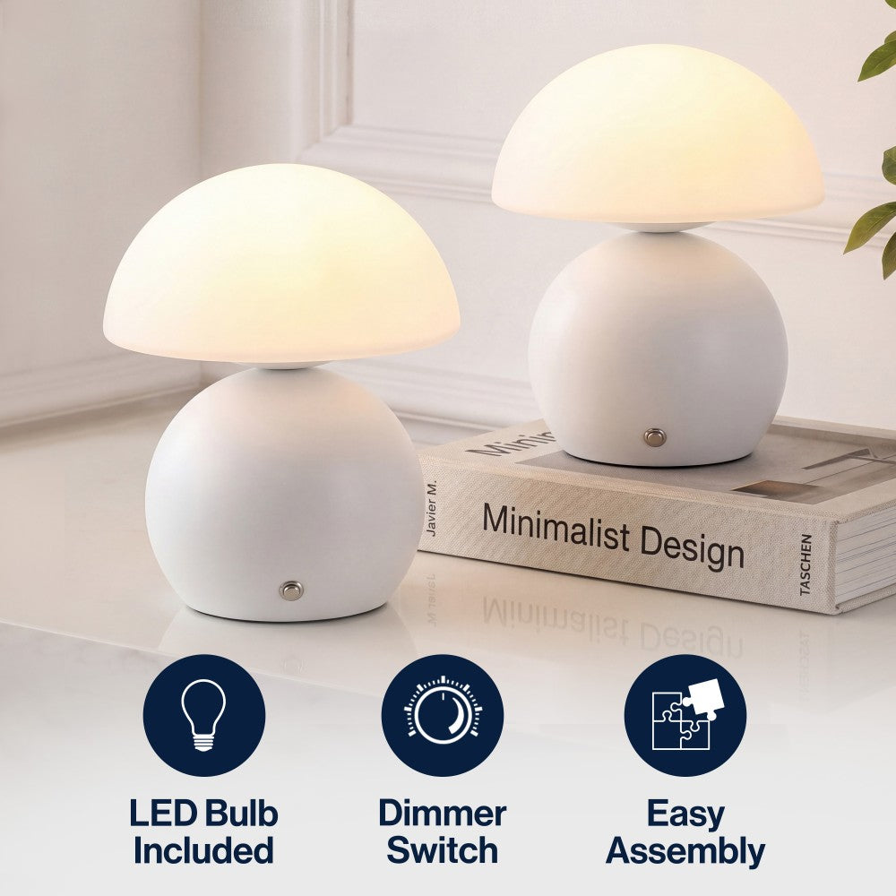 Arbor 7.3 in. Modern Minimalist Metal and Glass Rechargeable Integrated Touch Sensor Dimmable LED Table Lamp