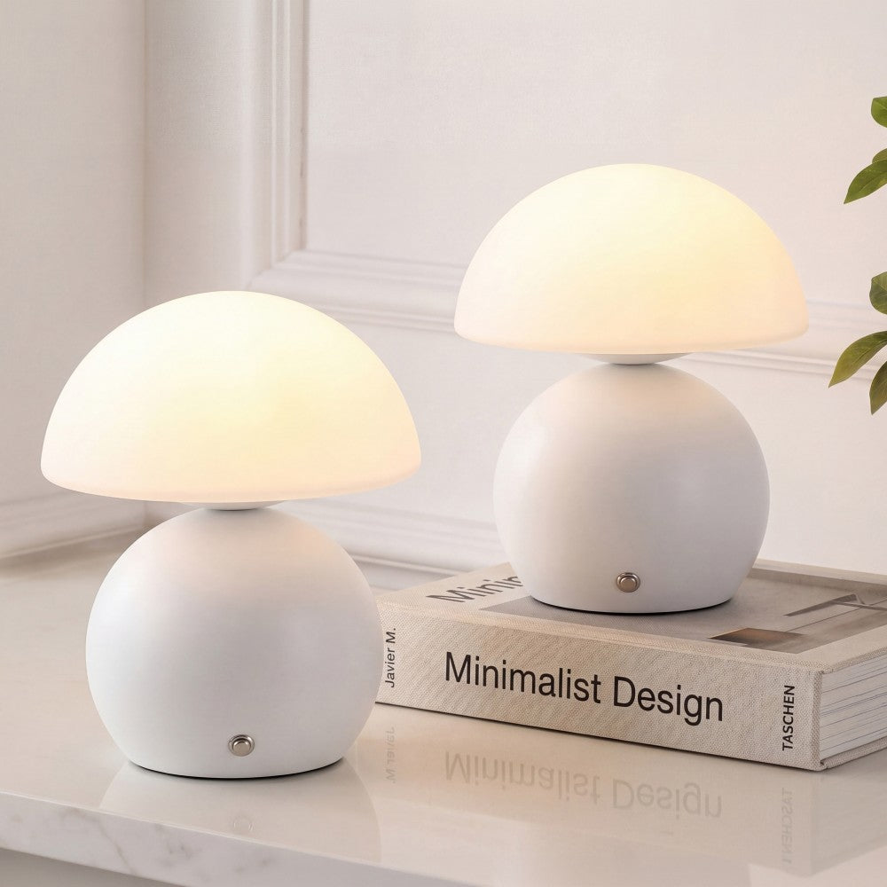Arbor 7.3 in. Modern Minimalist Metal and Glass Rechargeable Integrated Touch Sensor Dimmable LED Table Lamp