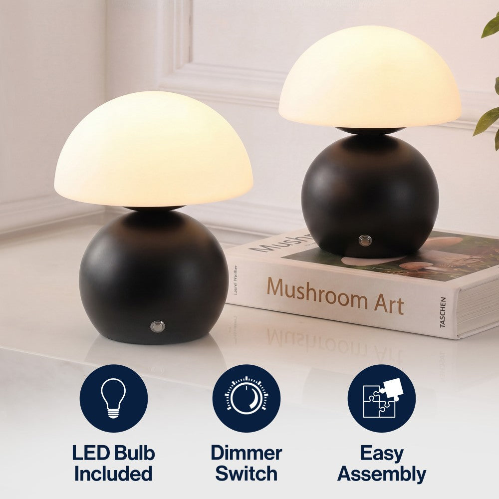 Arbor 7.3 in. Modern Minimalist Metal and Glass Rechargeable Integrated Touch Sensor Dimmable LED Table Lamp
