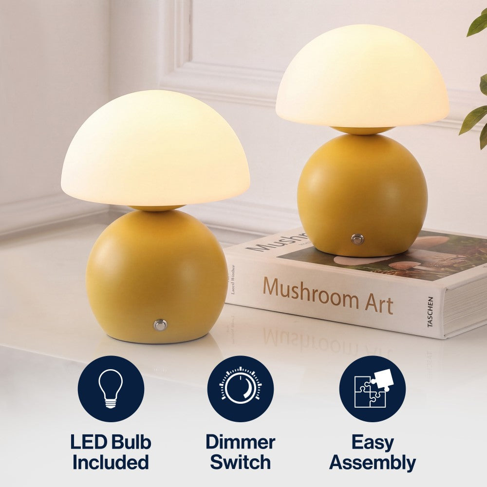 Arbor 7.3 in. Modern Minimalist Metal and Glass Rechargeable Integrated Touch Sensor Dimmable LED Table Lamp