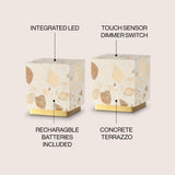 Nico 4.63" Modern Glam Terrazzo Rechargeable/Cordless Dimmable Integrated LED Mini Table Lamp with Touch Sensor Set 2