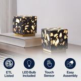 Nico 4.63" Modern Glam Terrazzo Rechargeable/Cordless Dimmable Integrated LED Mini Table Lamp with Touch Sensor Set 2