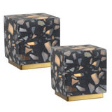 Nico 4.63" Modern Glam Terrazzo Rechargeable/Cordless Dimmable Integrated LED Mini Table Lamp with Touch Sensor Set 2