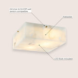Stain 13" 2-Light Modern Contemporary Alabaster/Iron Square LED Flush Mount