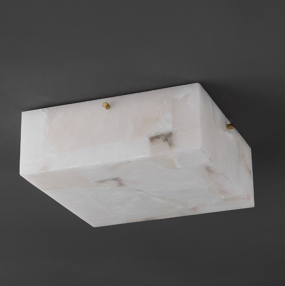 Stain 13" 2-Light Modern Contemporary Alabaster/Iron Square LED Flush Mount