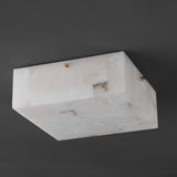 Stain 13" 2-Light Modern Contemporary Alabaster/Iron Square LED Flush Mount