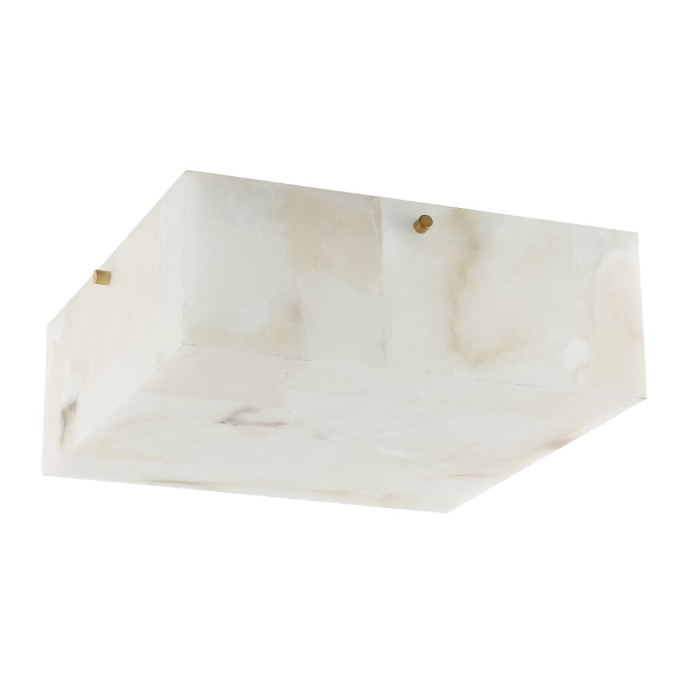 Stain 13" 2-Light Modern Contemporary Alabaster/Iron Square LED Flush Mount