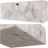 Stain 13" 2-Light Modern Contemporary Alabaster/Iron Square LED Flush Mount
