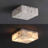 Stain 13" 2-Light Modern Contemporary Alabaster/Iron Square LED Flush Mount