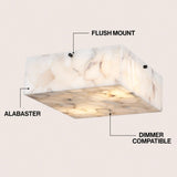 Stain 13" 2-Light Modern Contemporary Alabaster/Iron Square LED Flush Mount