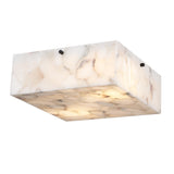Stain 13" 2-Light Modern Contemporary Alabaster/Iron Square LED Flush Mount