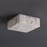 Stain 13" 2-Light Modern Contemporary Alabaster/Iron Square LED Flush Mount