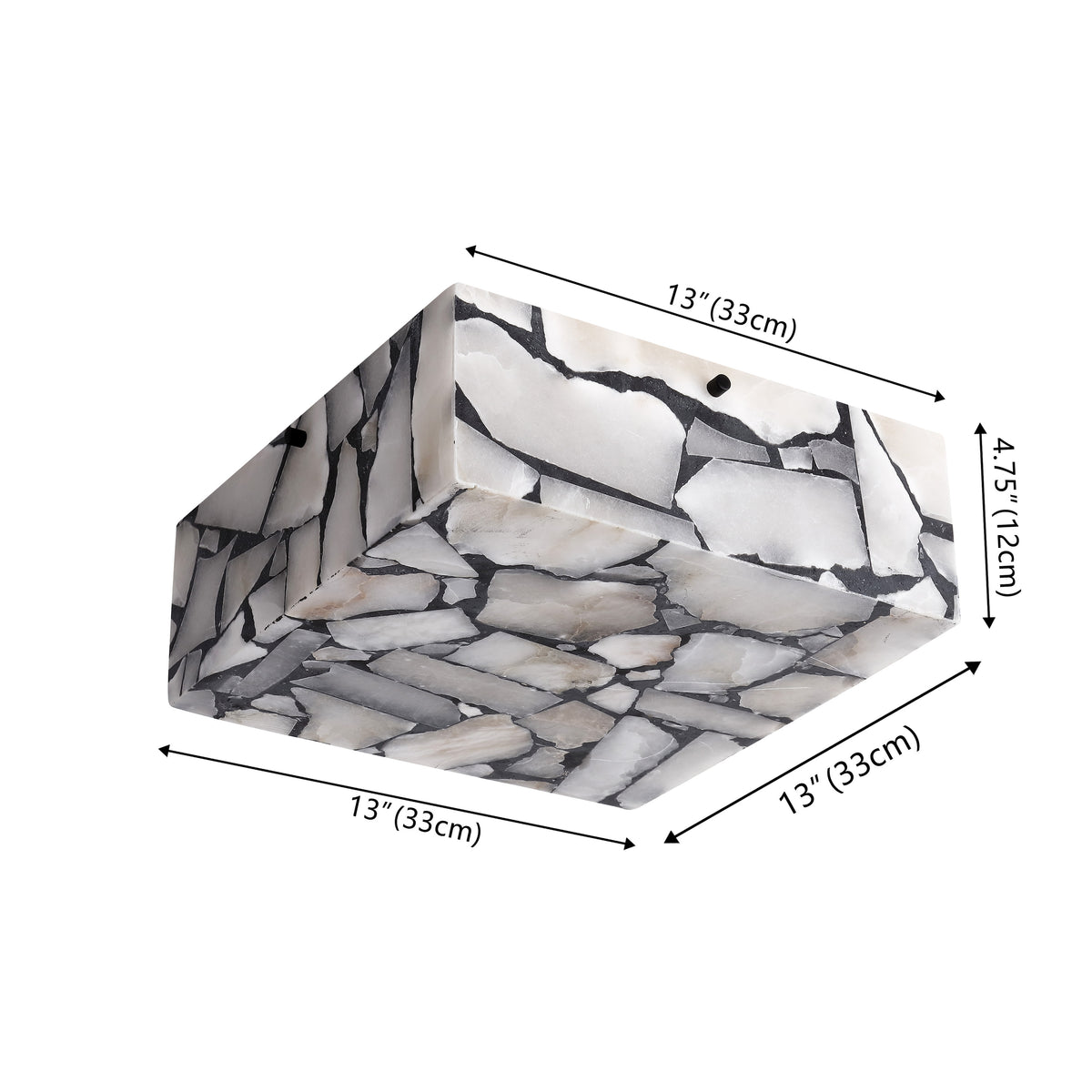Stain 13" 2-Light Modern Contemporary Alabaster/Iron Square LED Flush Mount