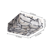 Stain 13" 2-Light Modern Contemporary Alabaster/Iron Square LED Flush Mount