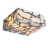 Stain 13" 2-Light Modern Contemporary Alabaster/Iron Square LED Flush Mount