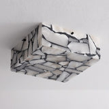 Stain 13" 2-Light Modern Contemporary Alabaster/Iron Square LED Flush Mount