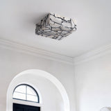 Stain 13" 2-Light Modern Contemporary Alabaster/Iron Square LED Flush Mount