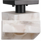 Alabaster 5" 1-Light Modern Contemporary Alabaster/Iron Cube LED Semi Flush Mount