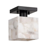 Alabaster 5" 1-Light Modern Contemporary Alabaster/Iron Cube LED Semi Flush Mount