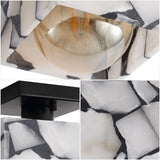 Alabaster 5" 1-Light Modern Contemporary Alabaster/Iron Cube LED Semi Flush Mount
