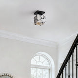 Alabaster 5" 1-Light Modern Contemporary Alabaster/Iron Cube LED Semi Flush Mount