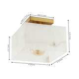 Addis 8" 1-Light Modern Contemporary Alabaster/Iron Square LED Semi Flush Mount