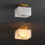 Addis 8" 1-Light Modern Contemporary Alabaster/Iron Square LED Semi Flush Mount